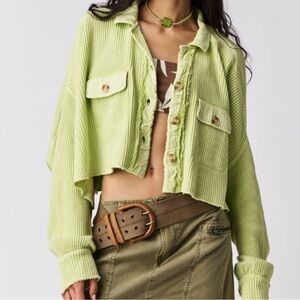 Free People One Scout Cropped Jacket Lightning Bolt/lime NWT S